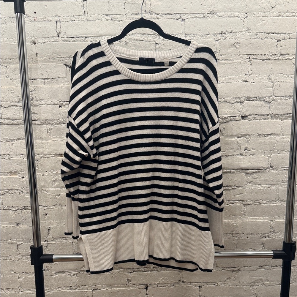Tahari Monochrome Striped Knit Top